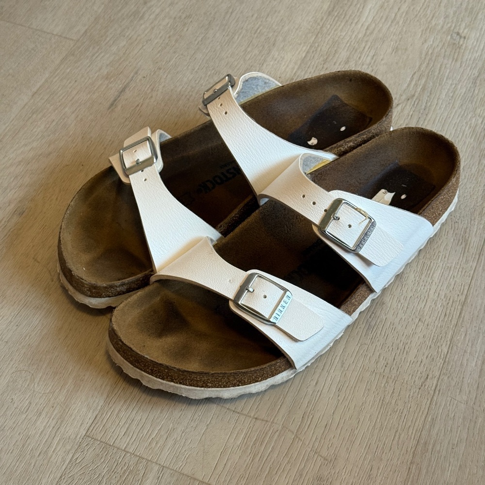 Birkenstock Sydney White Birko-Flor Slide Narrow Sandals Size 40 size 9- 9 1/2